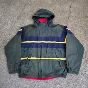 Vtg 90s NAUTICA Multicolor Colorblock Stripe Dual Layer Reversible Jacket XL